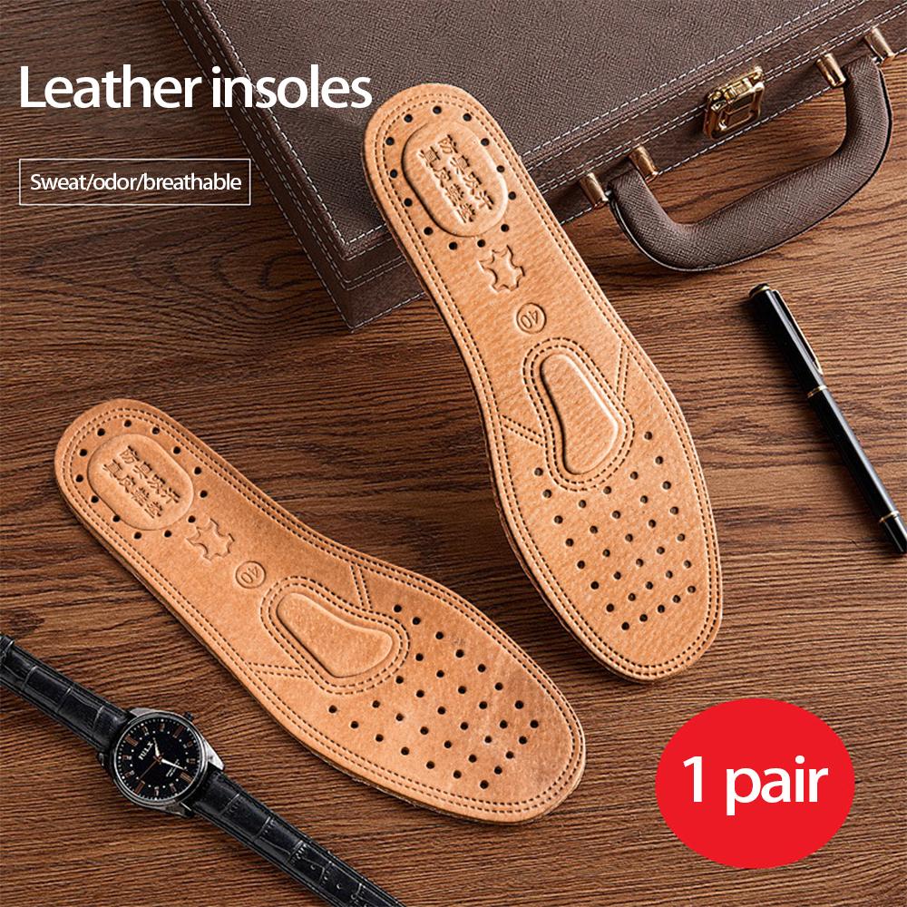Thickened Genuine Leather Moisture-Wicking Breathable Deodorant Sports Insoles for Men and Women