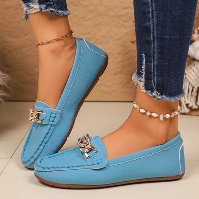 Fashion Women Loafers Spring Autumn New Bean Shoes Female Round Head Low Heel Comfortable Sneakers Women Trend Chain Casual Mother Shoes