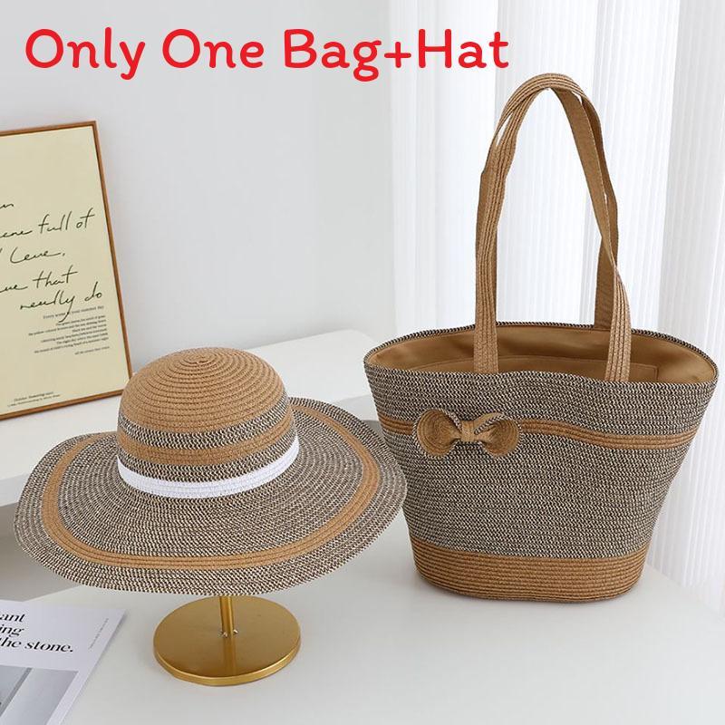 Straw Hat And Bag Set With Sun Protection For Outdoor Travel Casual Summer Adults
