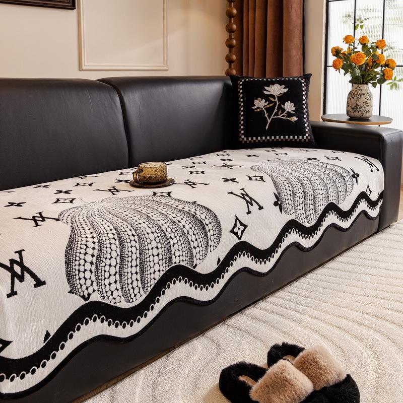 Special-Shaped Sofa Cushion  New Four-Season Universal Non-Slip Seat Cushion Chenille Straight-Breasted Leather Sofa Cover Cover Cloth