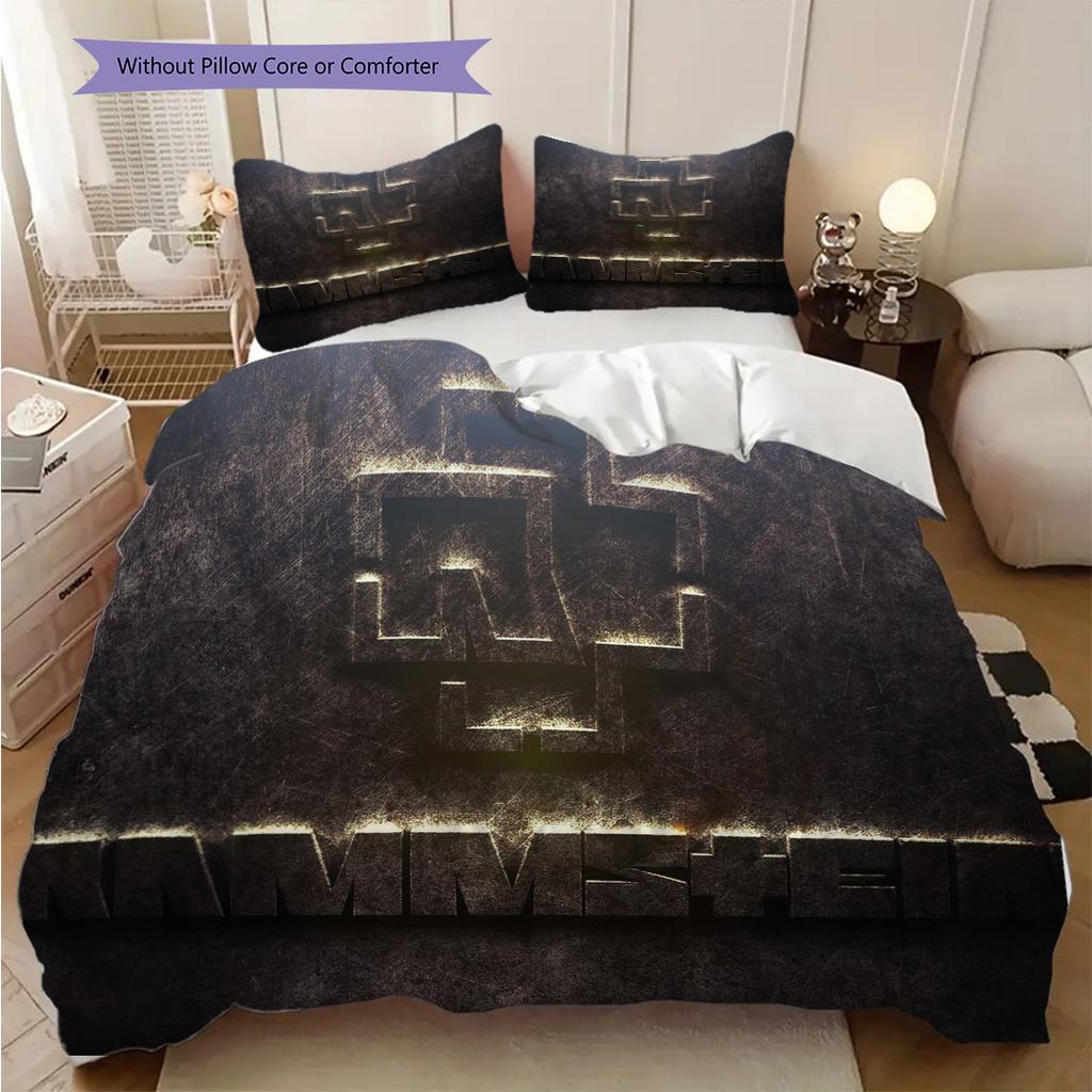 Rammsteins Industrial Rock Legacy Three-piece Set (1 * Duvet Cover + 2 * Pillowcase, Without Core) 2D Flat Soft and Comfortable Bedding Set