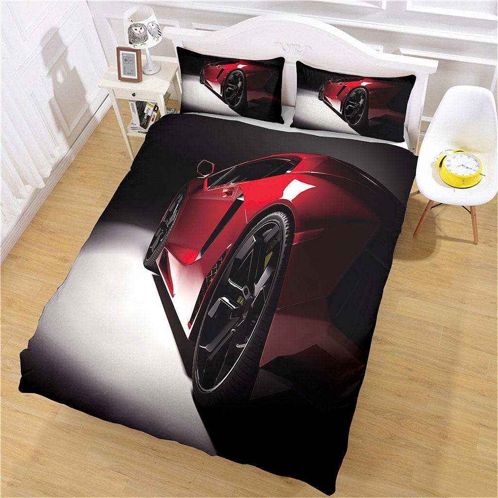 King Queen Duvet Cover Supercar 3D Single Person Double Quilt Cover Polyester Bedding Collection For Kids Teens Adults With Pillowcase