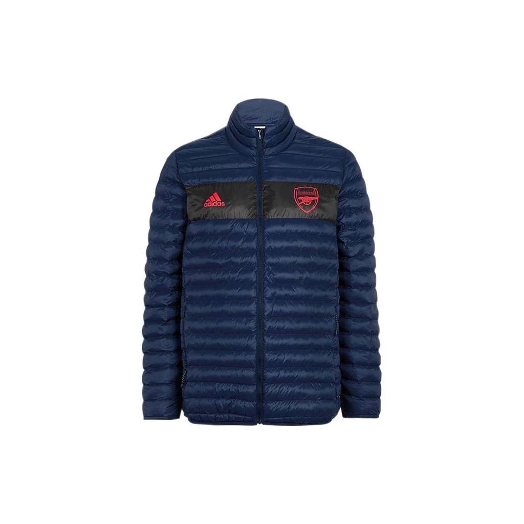 Adidas Color Block Logo Print Stand Collar Quilted Cotton Jacket Men Jacket Navy-Blue EH5624