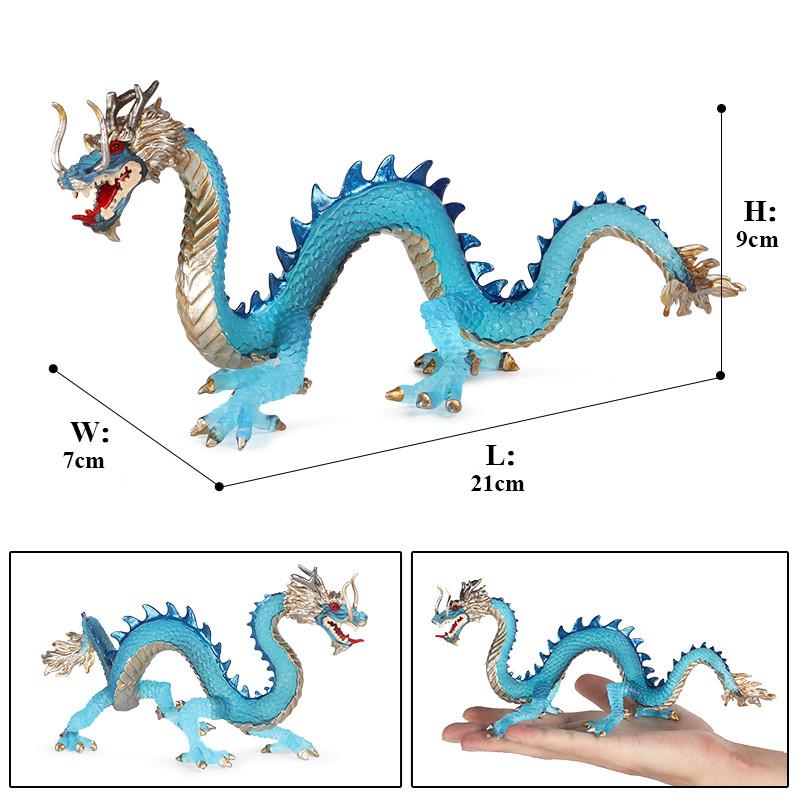 Oenux Original Mythical Chinese Dragon Dinosaurs Action Figures Animals Model Solid PVC Decoration Collection Kids Toy Gift
