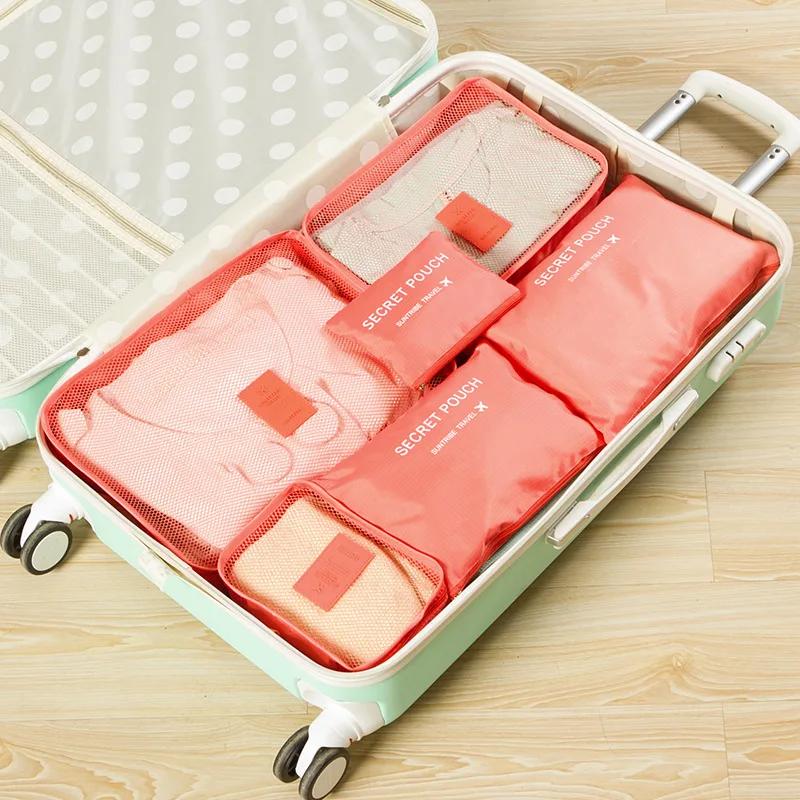 6-piece/set Travel Storage Bag Portable Large Capacity Waterproof Luggage Compartment Clothing Underwear Storage Bag with Zipper
