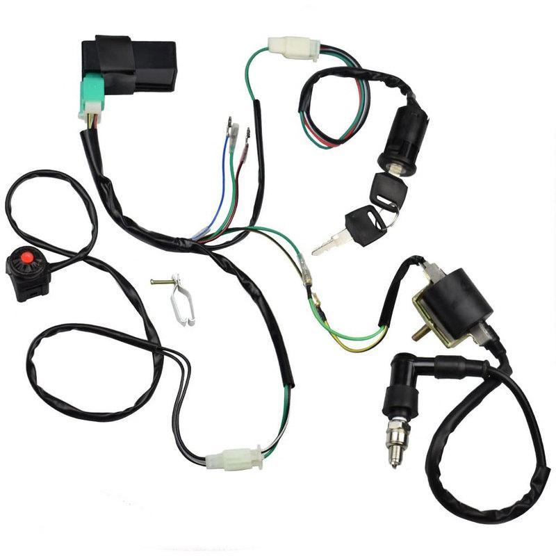 Wiring Harness Ignition Coil CDI BOX Spark Plug for 50cc 70cc 90cc 110cc 125cc 140cc Foot Start Horizontal Engine