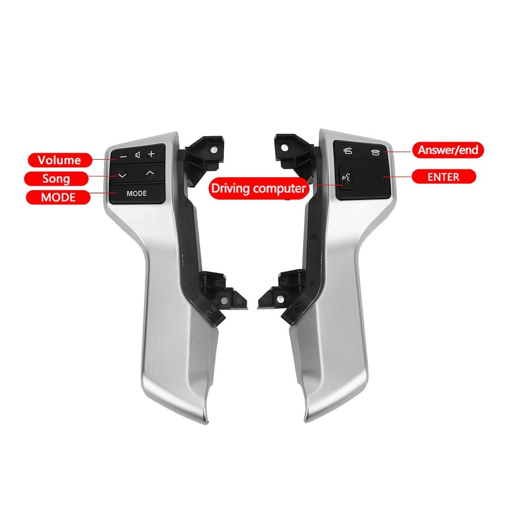 Aramox Steering Wheel Audio Button, Car Multifunction Steering Wheel Switch Replacement ABS for Prado GRJ150L 10?13 OE: 84250?60180