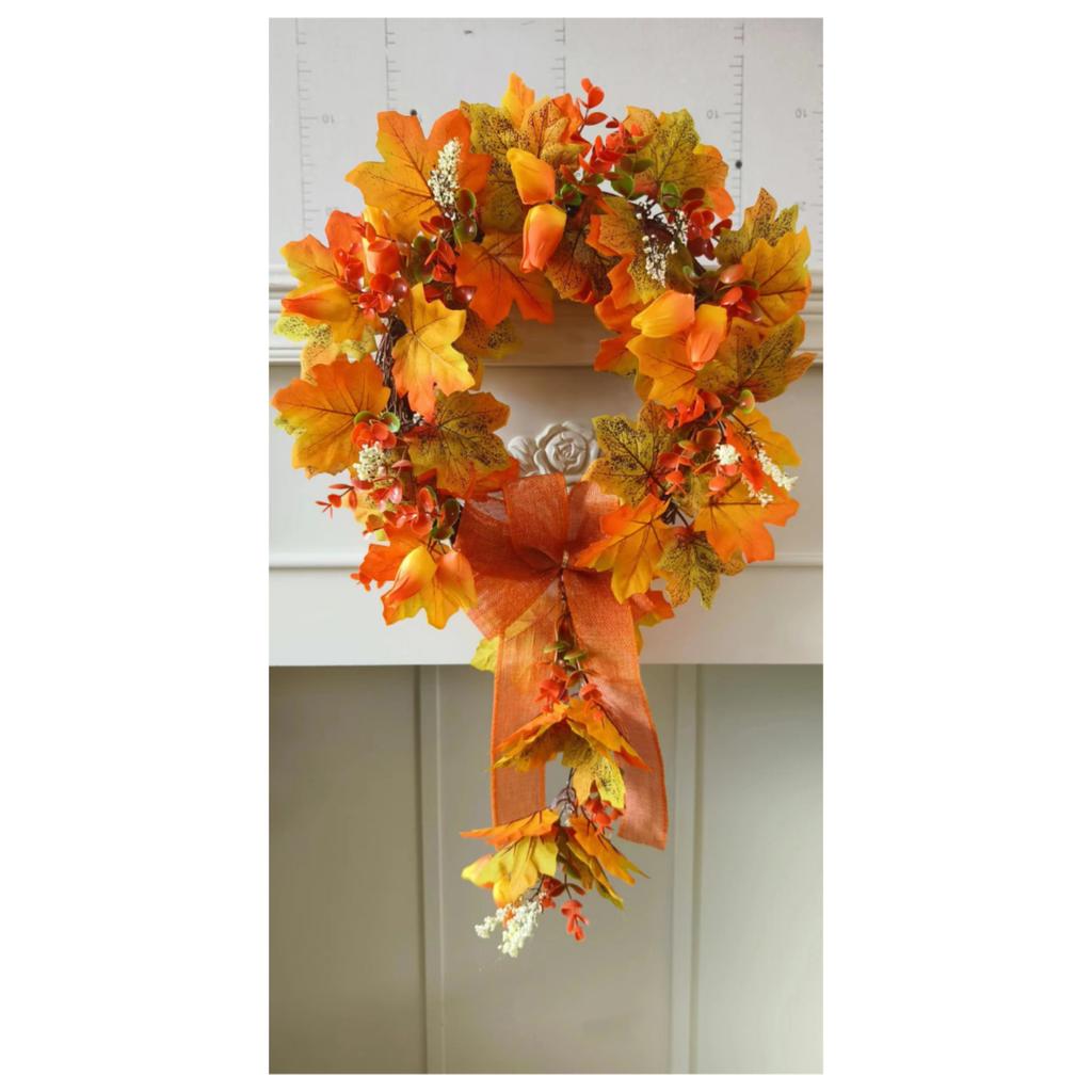 23 Inch Artificial Autumns Fall Wreath Fall Door Wreaths Wreath Fall Wreaths Farmhouses Wreaths Thanksgiving Decor For Front Door