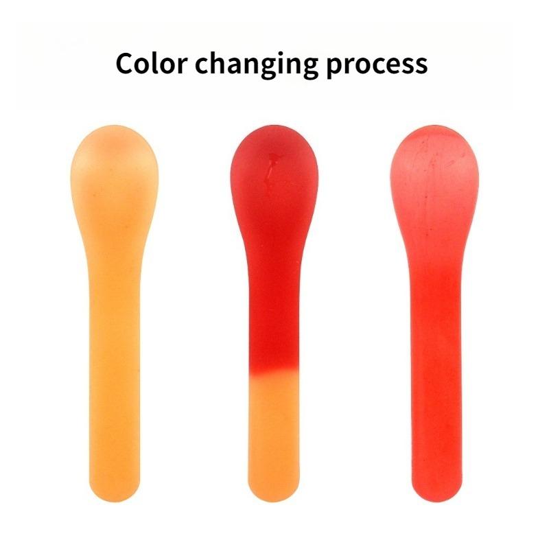 

10pc Plastic temperature sensitive color changing spoon Ice cream cone yogurt spoon Independently packaged colored dessert spoon оранжевый