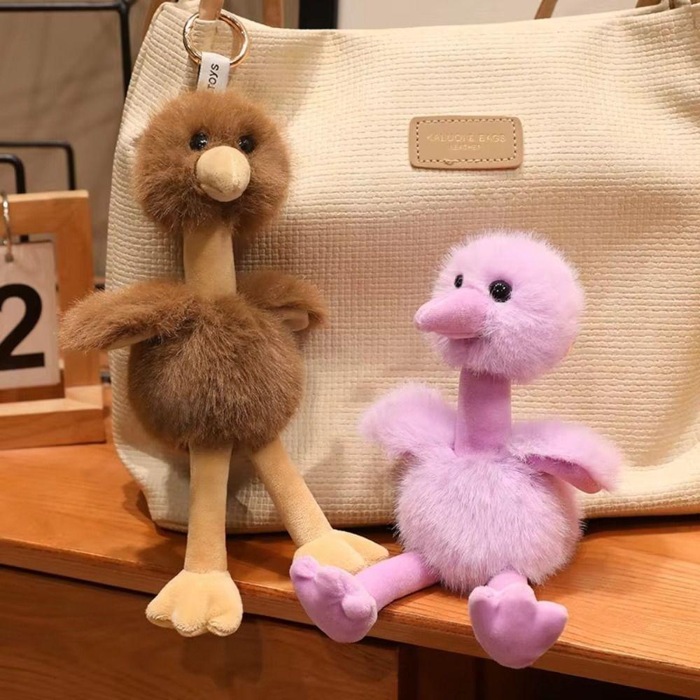 Furry Ostrich Plush Doll Pendant Cute Bird Plush Keychains Ostrich Plush Keychains Pendant Decor