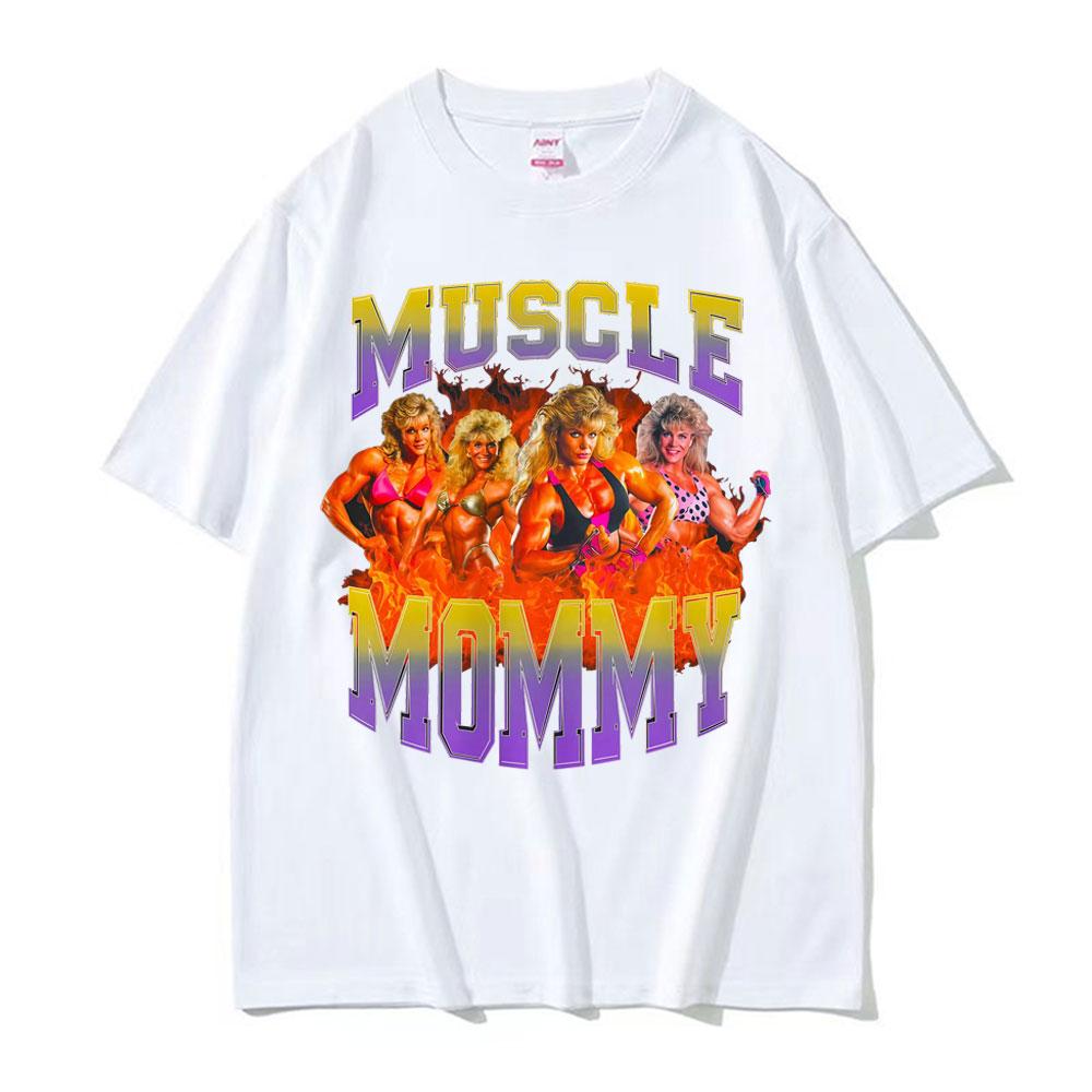 Muscle Mommy Fitness Spaß Meme Muster T-Shirt 2026 Sommer Herren Damen Luxus Mode Retro T-Shirt Baumwolle Übergroßes T-Shirt