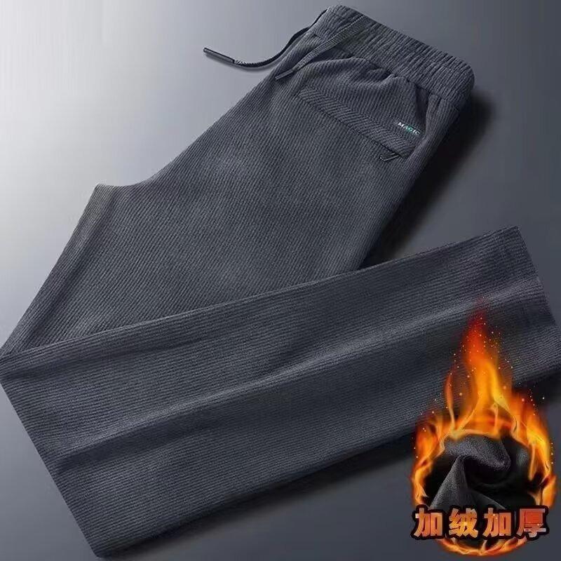 Casual pants men's new straight trousers loose large size autumn and winter velvet sweatpants