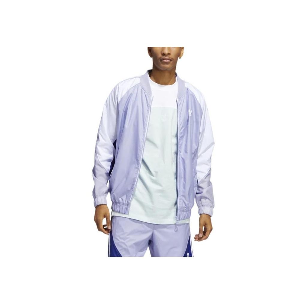 Adidas Originals Trefoil Color Block Windbreaker Jacket Men Outerwear Pink Purple HC2097