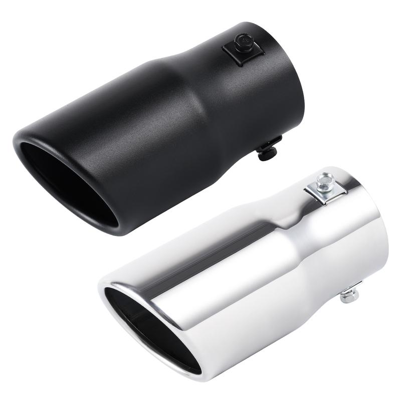 1pc Universal 6.3CM Exhaust Tailpipe Tips Car Accessories Round Angled-mouth Straight Stainless Steel With Single Outlet