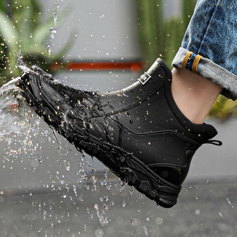Men'S Ankle Rain Boots Outdoor Waterproof Men Rain Shoes Anti-Slip Wear-Resistant Men Kitchen Water Shoes Fishing Rubber Shoes