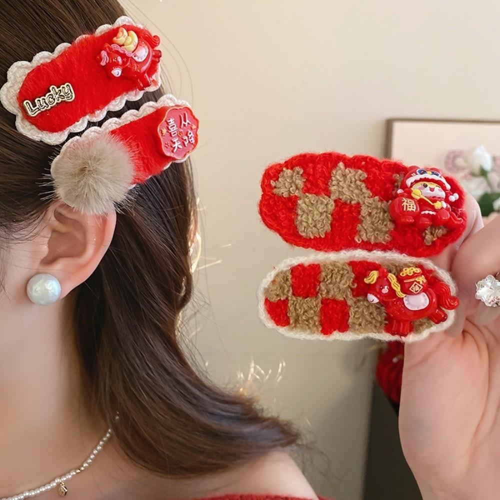 Hair Clip Japanese Kimono Headwear Embroidery New Year Red Hairpin  Women/Kids