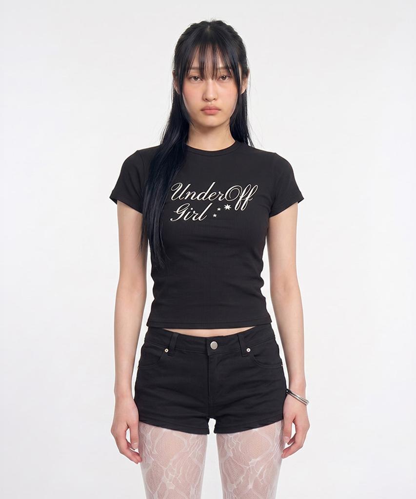 UNDEROFF Stretch Cotton Slim Short Sleeve T-Shirt Romantic Black