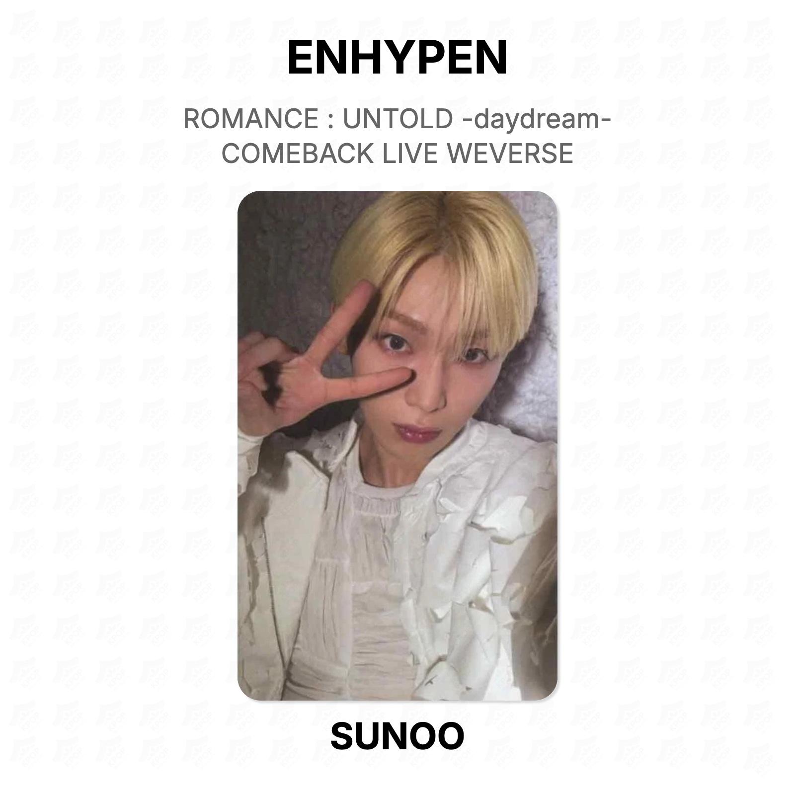 ENHYPEN ROMANCE : UNTOLD -daydream- COMEBACK LIVE WEVERSE Official Photocard SUNOO