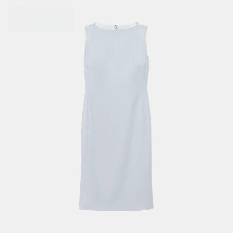 

Th2025 Spring/Summer Women clothes Triacetate Fiber Blending Boat Neck Dress L0109606 Pearl Blue 2XL