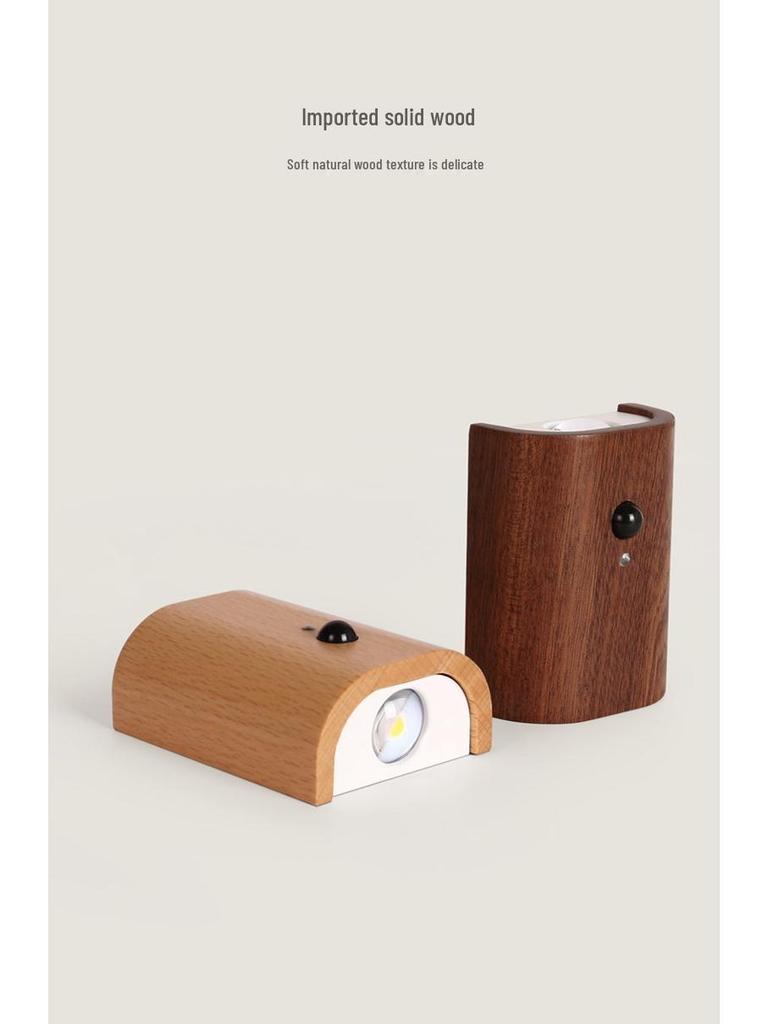 LED-Wandleuchte mit Bewegungssensor und Massivholzmaserung - USB-aufladbares Nachtlicht für Flure und Schlafzimmer