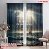 2pcs 2D Flat Printing Scene Curtains Fear Not With You Sailboat 100% Polyester Fabric Without Electricity Seasonal Party &