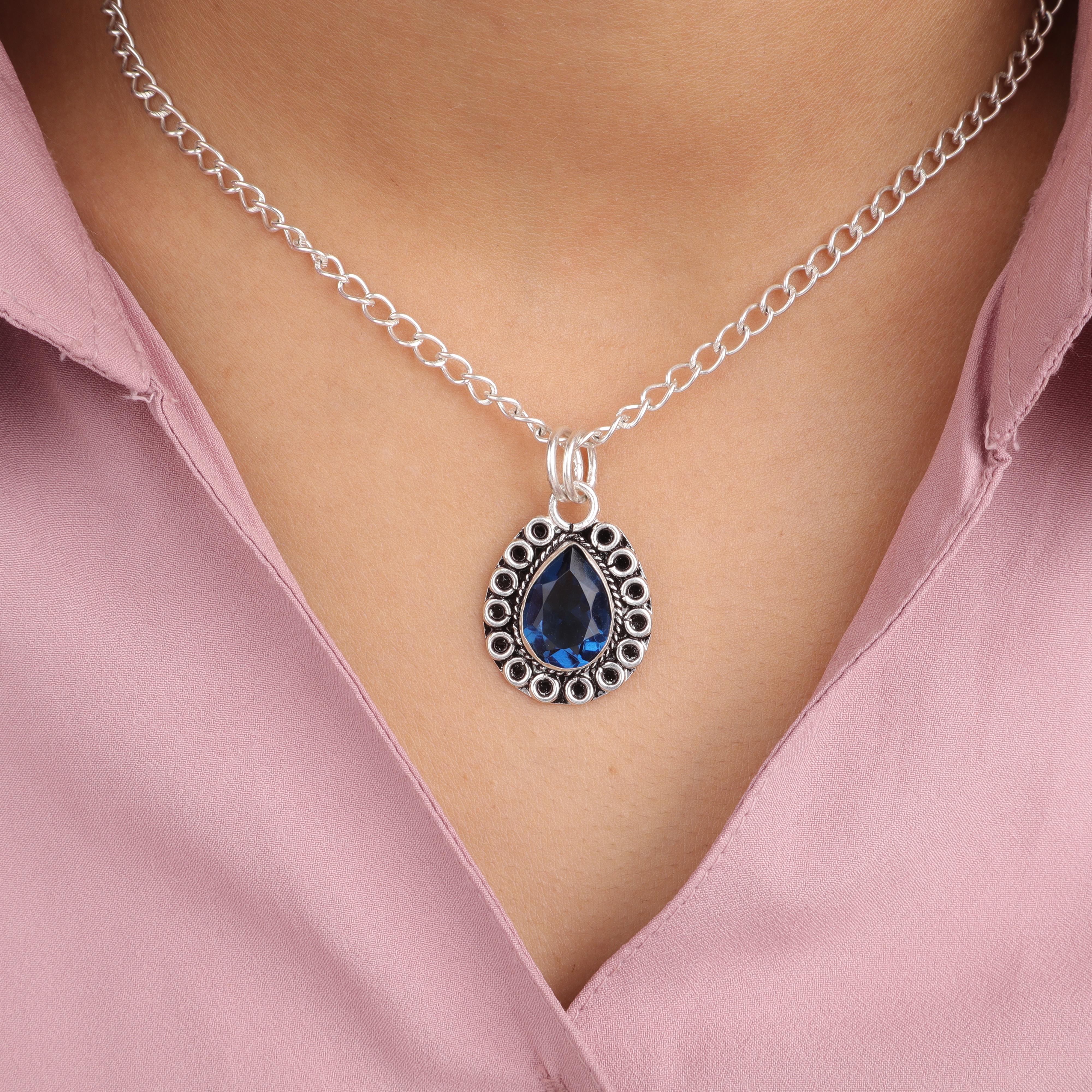 

London Blue Topaz Gemstone Silver Pendant 1.02 , 925 Sterling Silver Women Jewelry, Topaz Pendant For Women, December Birth-Stone Gift PP-26-5