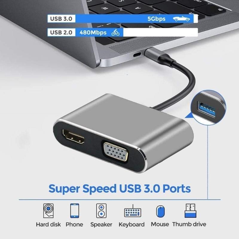 4-in-1 USB-C-Hub-Dockingstation mit 4K@60Hz HDMI-Ausgang, PD100W Power Delivery und USB 3.0-Anschlüssen für MacBook Typ-C-Splitter