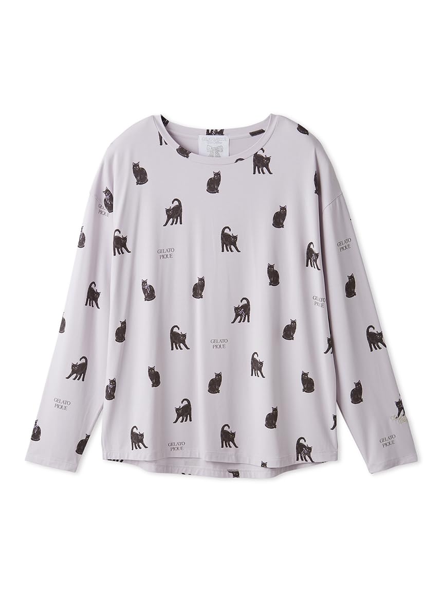 

Gelato Pique Halloween Cat Print Long LAV Free Size T-Shirt (PWCT254238) Women s