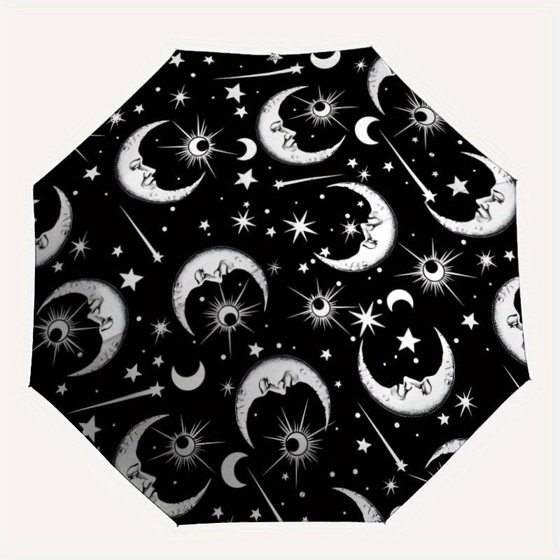1pc Moon Stars Automatic Open/close, All-Season Portable Folding Umbrella, Travel, Everyday, Formal Events - Compact Luxury Parasol, Outdoor Accessory