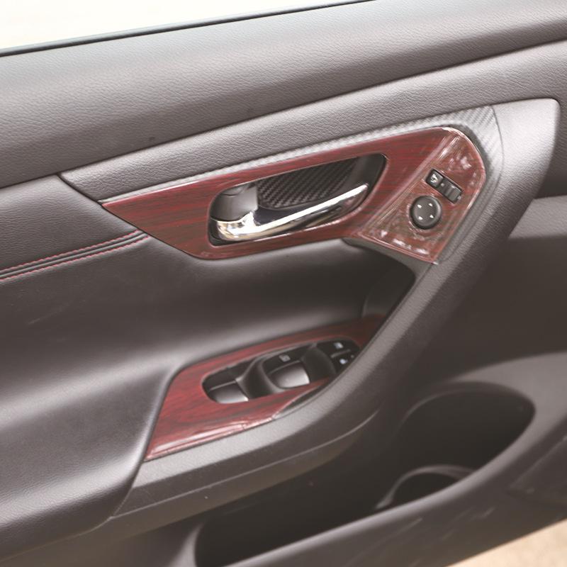 Teana 13-18 Peach Wood Carbon Fiber Center Console Handle Trim Sticker