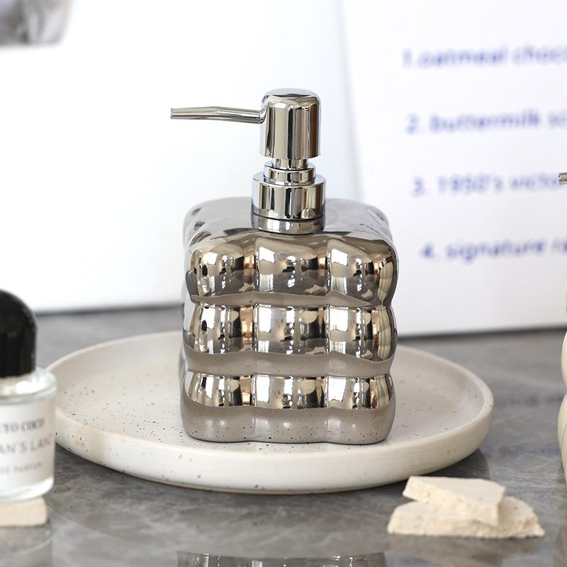 Kreative Pressart Keramik Lotion Flasche Heimgebrauch Badezimmer Toilette Shampoo Duschgel Handdesinfektionsmittel Abfüllflasche Spender