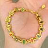 DIY Charm Golden Mahjong Bracelet Chinese Character Bohemian Style Bangle  Hipster