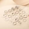 Ring, Fashion Leaf Wave Multi-Layer Cross Hollow Opening 21 Piece Set Ring