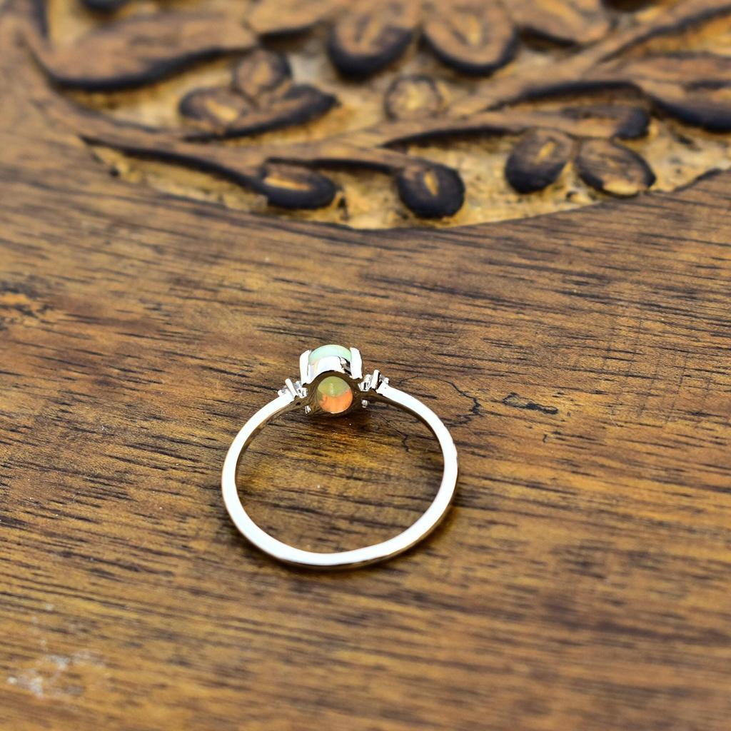 Dainty Opal gold filled Ring, Opal Stacking Ring, Ethiopian opal minimalist Ring, Sterling Silver Delicate Ring, Bridesmaid Gift