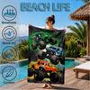 Mon-ster Truck Abenteuer Strandtuch, Super Weiche Mikrofaser, Perfektes Geschenk für Sie/Ihn, Geburtstag, für Pool, Strand, Reisen, Dekoration Strandparty