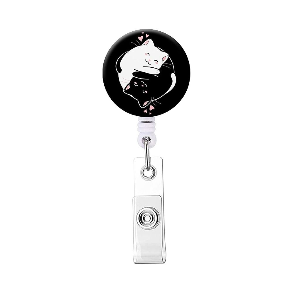 360 Rotating Cat Badge Reel Alligator Clip Retractable Badge Reel ID Card Holder  Keychains Lanyard