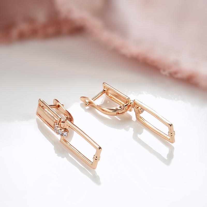 Luxury Square Drop Earrings For Women Unusual  Rose Gold Natural Zircon Geometry Earrings Fashion Minimalist Jewelry