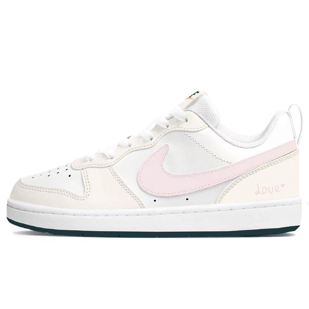 Nike Court Borough 2 Leather Abrasion Resistant Slip Resistant Low top Skateboard Shoes Women's Pink BQ5448-017(Team667-SBOX)