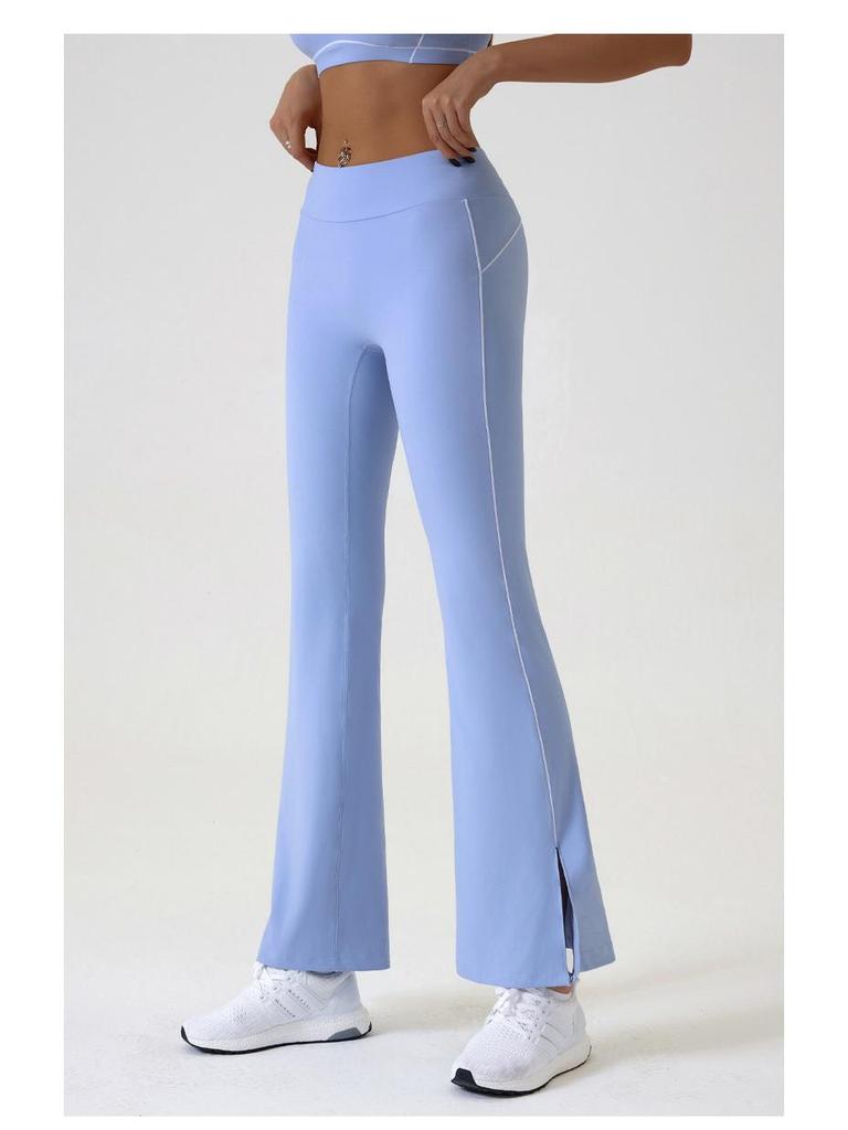 High Waist Nude-Feel Hip-Lifting Yoga Pants for Women - Flared Slit Design for Dance, Fitness, and Outdoor Activities