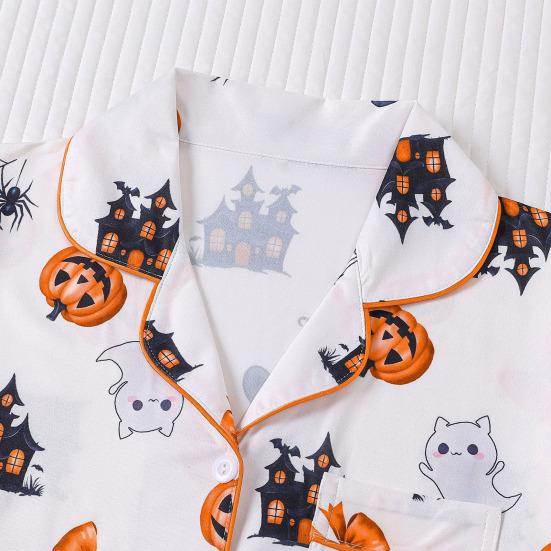 Women's Short Sleeve Pajama Set Two Piece Button Down Top And Shorts Pjs Lounge Set Halloween Sleepwear Outfits