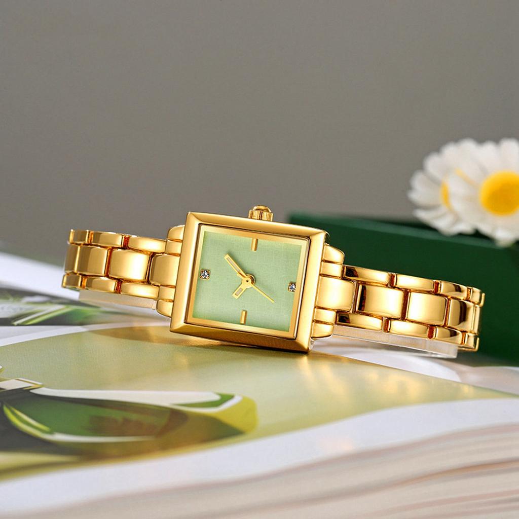 Women Stainless Steel Wristwatch Rhinestone Fashionable Rectangular Water Proof 30m Lady Watch for D