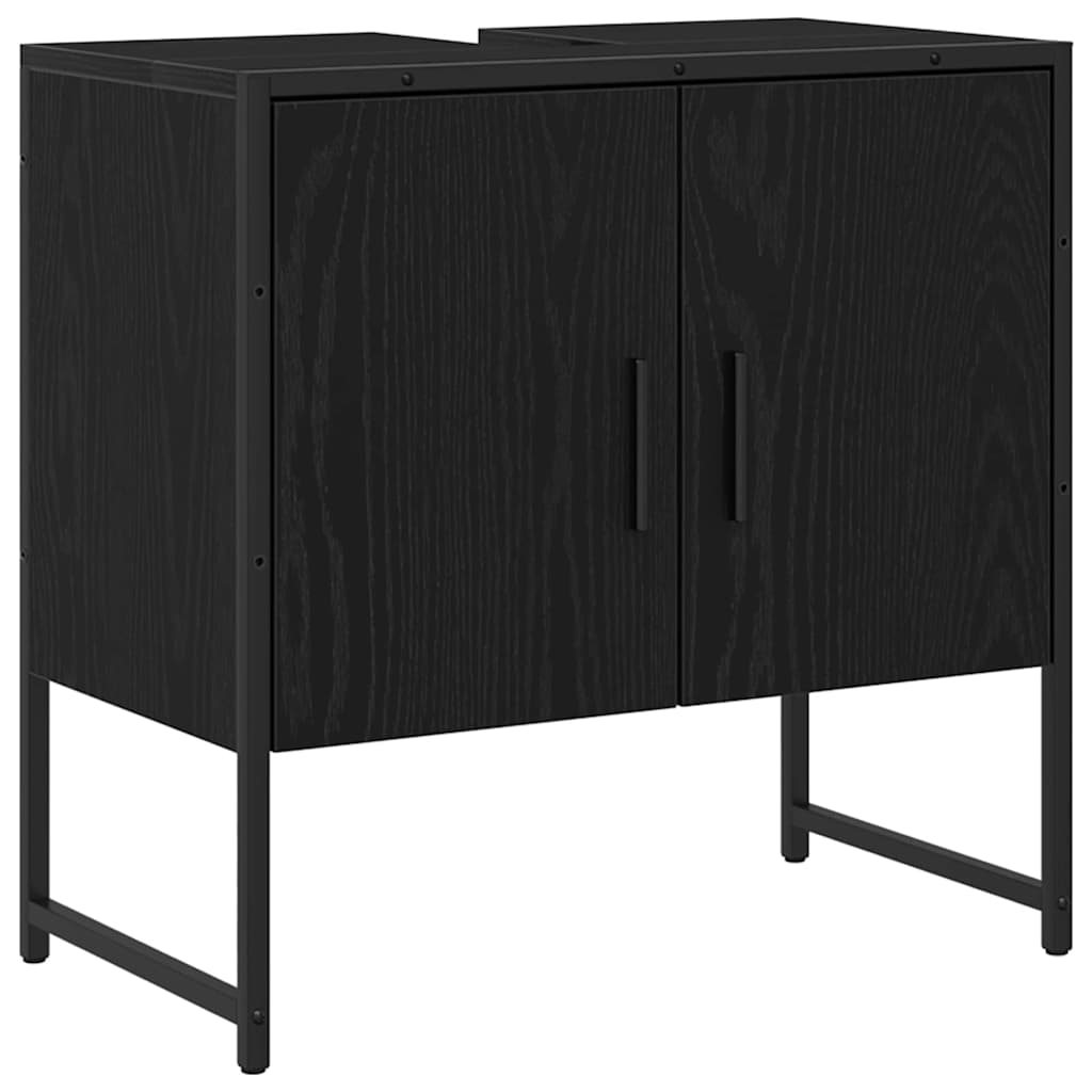 Bathroom Furniture Set with Shelf 4 pcs Black Wood Based Material