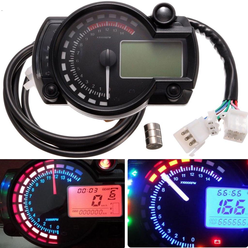 182 Motorcycle Universal LCD Digital Speedometer Tachometer Odometer
