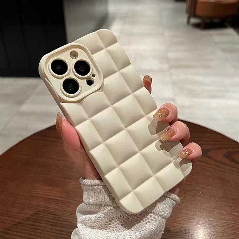 3d Diamond Plaid Phone Case For Iphone 11 12 13 14 Pro X Xr Xs Max 6s 7 8 Plus Matte Fashion Shockproof Soft Silicon Phone Case