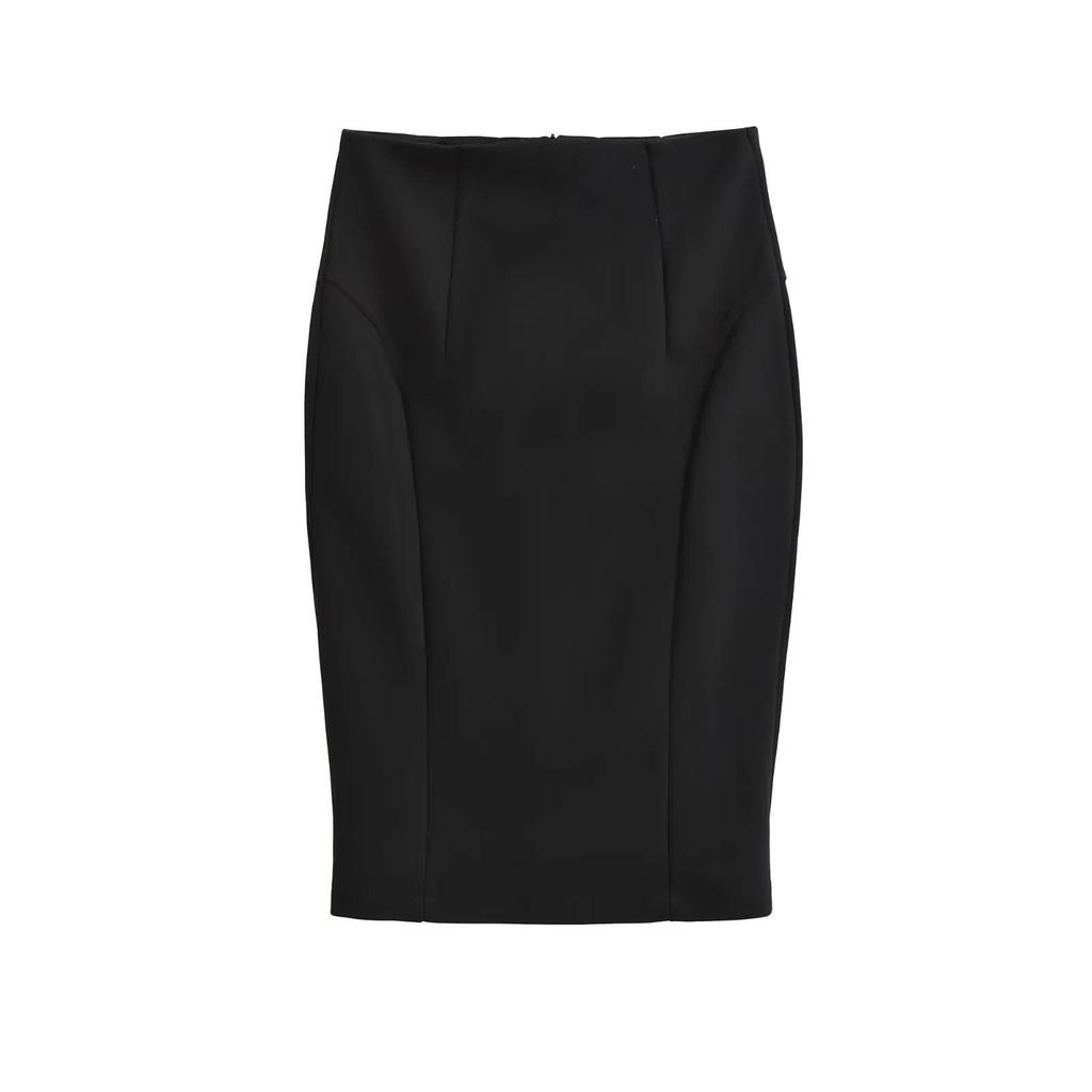 Retro American Slim Fit High-Waisted Midi Pencil Skirt with Back Slit - Women's Autumn Collection