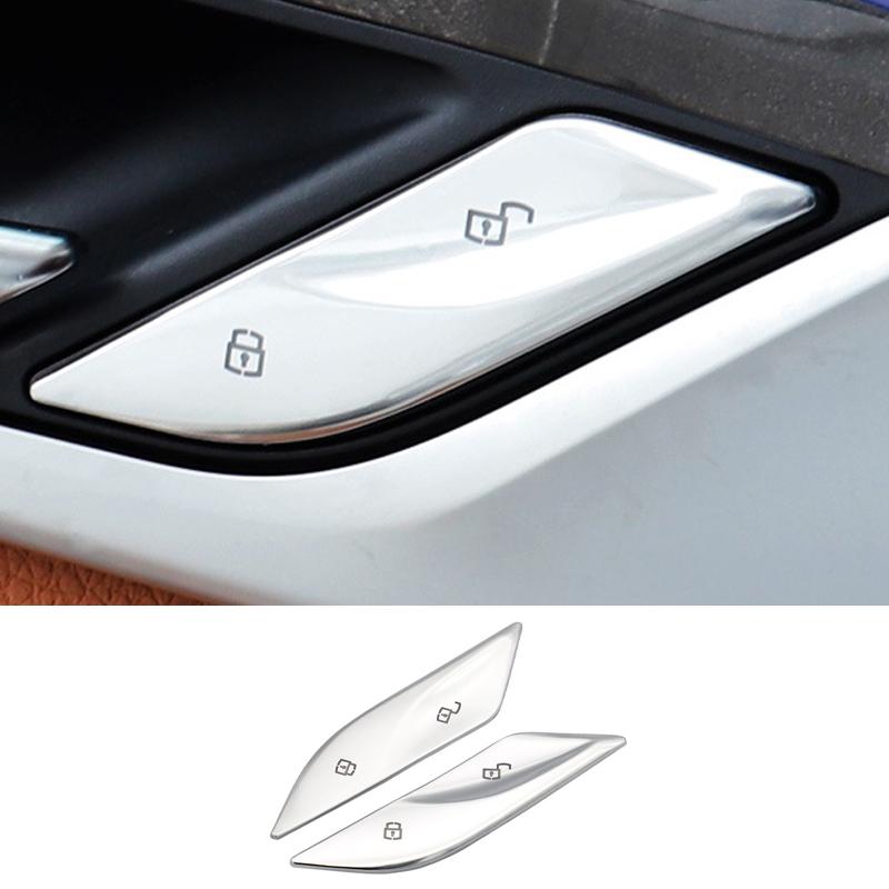 2 st Krom ABS Bil Interiör Dörrlås Knapp Panel Cover Trim Dekal Dekoration Auto Tillbehör För BMW 5-serie G30