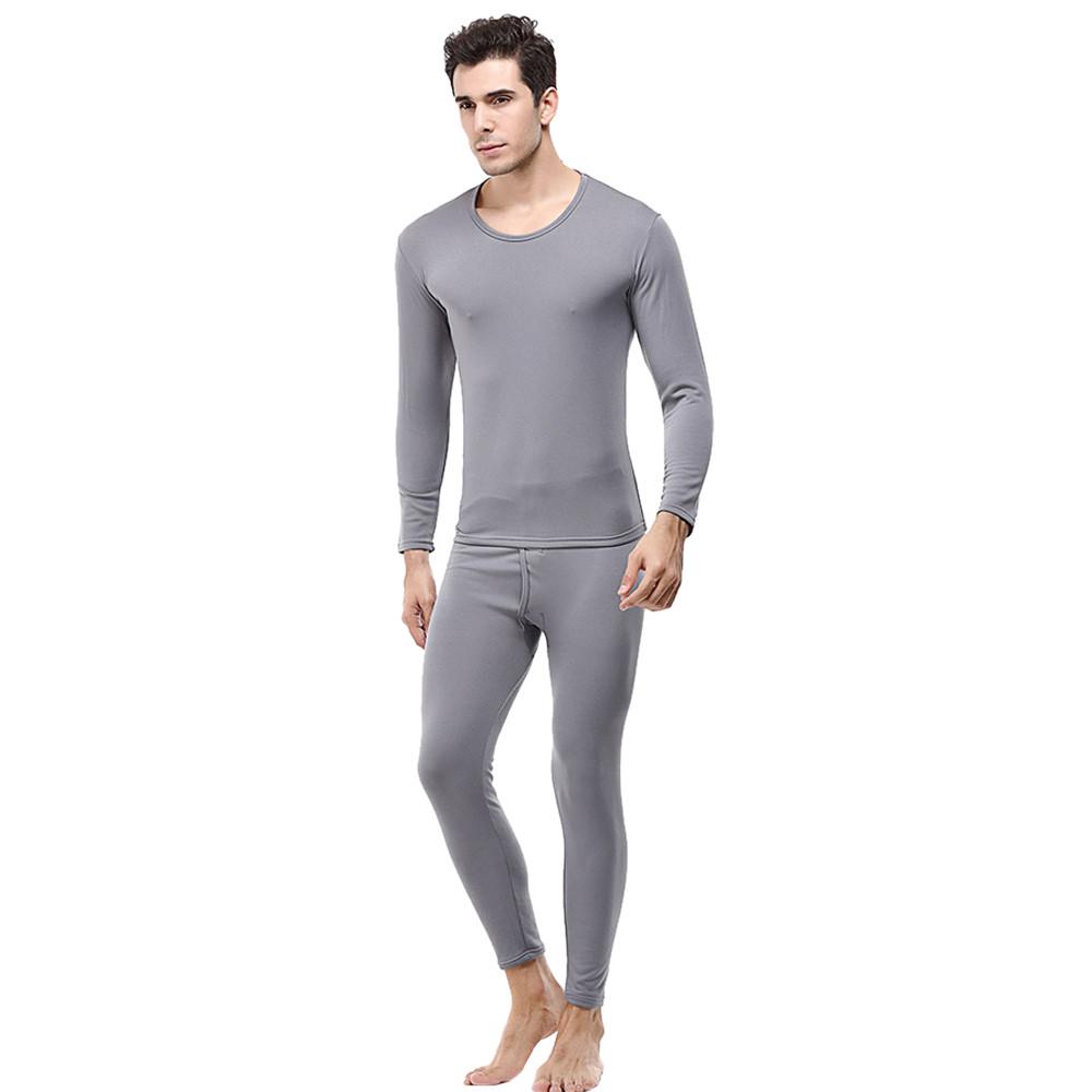 Buy Enm Men's Winter Thermal Underwear Pure Color Suit Circular Collar