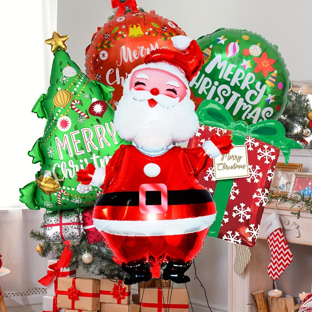 5pcs Christmas Balloon Santa Claus Christmas Tree Decorative Balloon Aluminum Foil Balloon for Christmas Party Decor Supplies