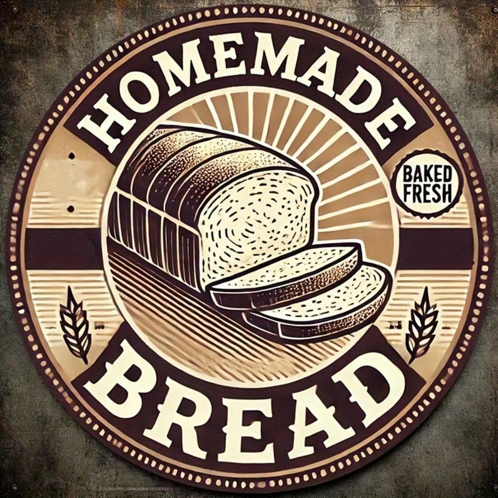

Vintage Homemade Bread Metal Sign 8x8 Inch Rustic Iron Kitchen Wall Art Bakery Decor Toast Wheat 20x20 різнокольоровий