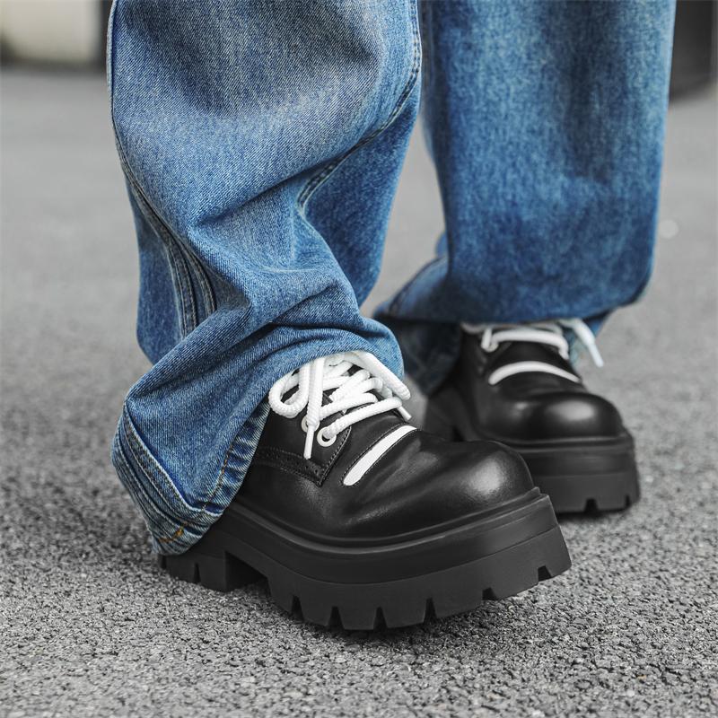 Fashion Daily Casual Men's Work Shoes Trendy Thick Bottom Height Increasing Style Outdoor Fashion Party Youth Handsome Lace-up Shoes